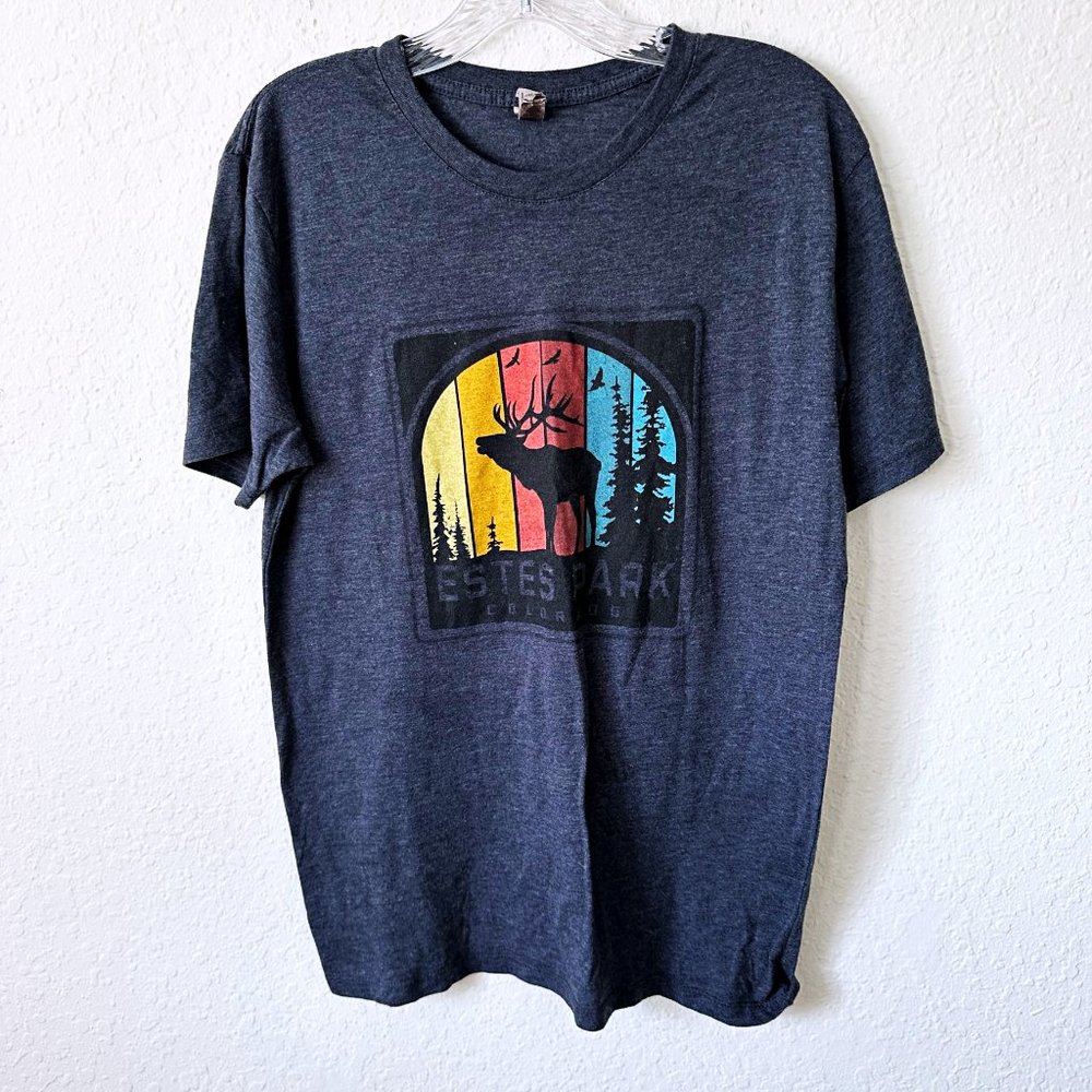 ESTES PARK COLORADO Elk Graphic Crew Neck T-Shirt M